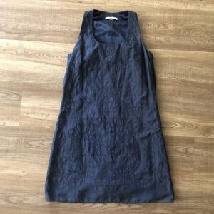 Saltaire Navy Silk Cotton Blend Sleeveless Sheath Dress